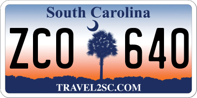 SC license plate ZCO640