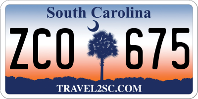 SC license plate ZCO675