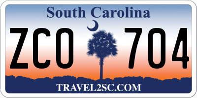 SC license plate ZCO704