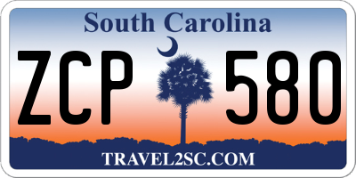 SC license plate ZCP580