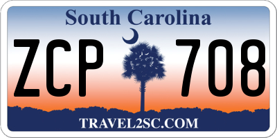 SC license plate ZCP708