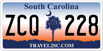 SC license plate ZCQ228