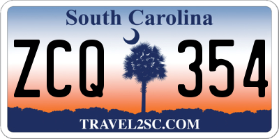 SC license plate ZCQ354