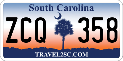 SC license plate ZCQ358