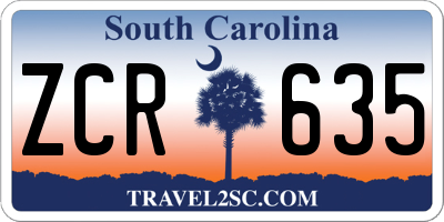 SC license plate ZCR635