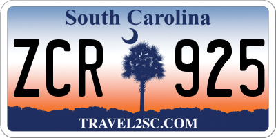 SC license plate ZCR925