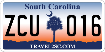SC license plate ZCU016