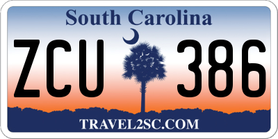 SC license plate ZCU386