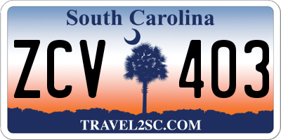 SC license plate ZCV403