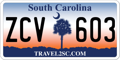 SC license plate ZCV603