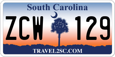 SC license plate ZCW129