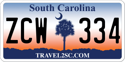 SC license plate ZCW334