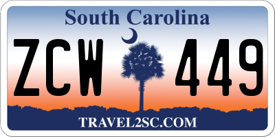 SC license plate ZCW449