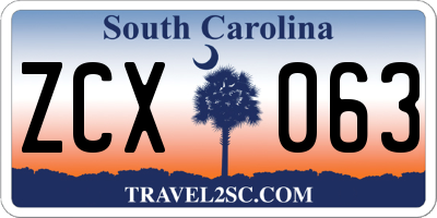 SC license plate ZCX063