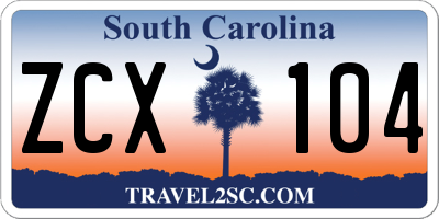 SC license plate ZCX104
