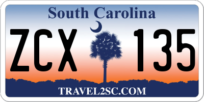 SC license plate ZCX135