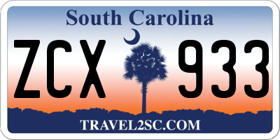 SC license plate ZCX933