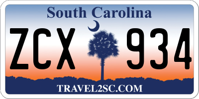 SC license plate ZCX934