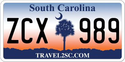 SC license plate ZCX989