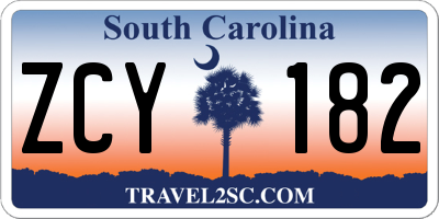 SC license plate ZCY182