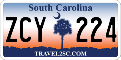 SC license plate ZCY224