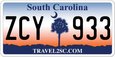 SC license plate ZCY933