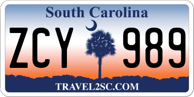 SC license plate ZCY989
