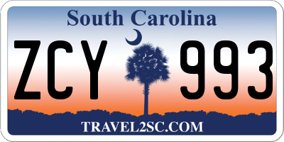 SC license plate ZCY993