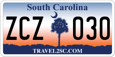 SC license plate ZCZ030