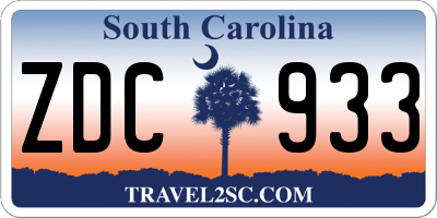 SC license plate ZDC933