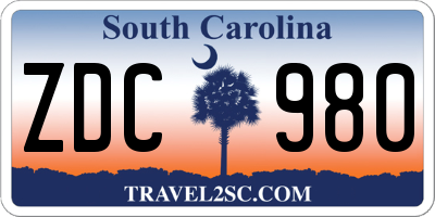 SC license plate ZDC980