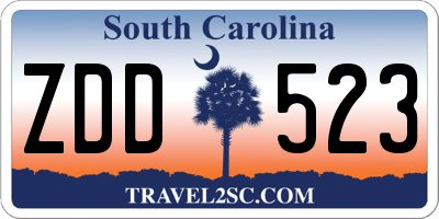 SC license plate ZDD523
