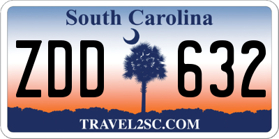 SC license plate ZDD632