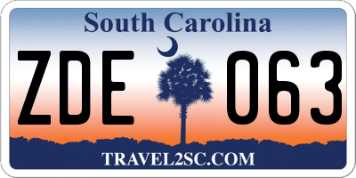 SC license plate ZDE063