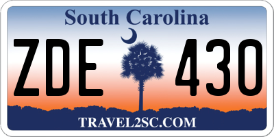 SC license plate ZDE430