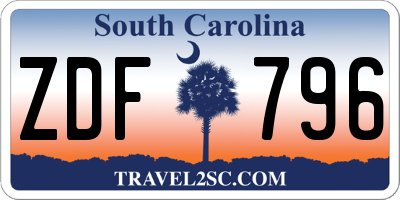 SC license plate ZDF796