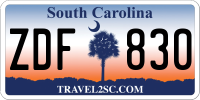 SC license plate ZDF830