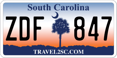 SC license plate ZDF847