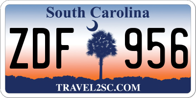 SC license plate ZDF956