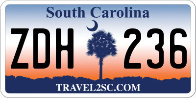 SC license plate ZDH236
