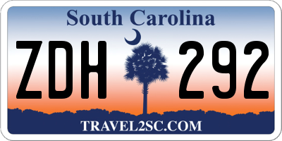 SC license plate ZDH292