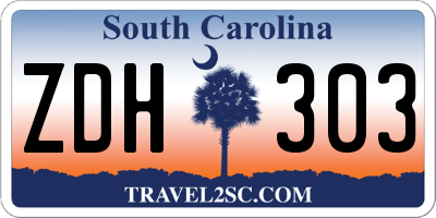 SC license plate ZDH303