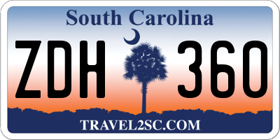 SC license plate ZDH360