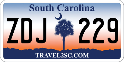 SC license plate ZDJ229