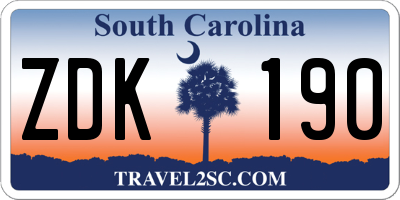 SC license plate ZDK190