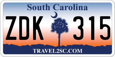 SC license plate ZDK315