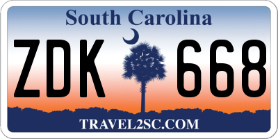 SC license plate ZDK668