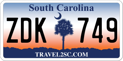 SC license plate ZDK749