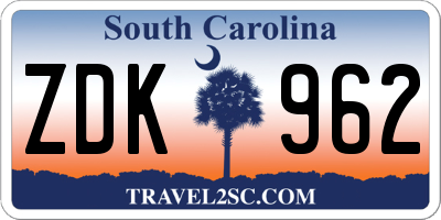 SC license plate ZDK962