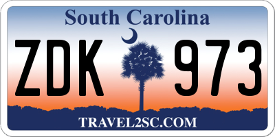 SC license plate ZDK973